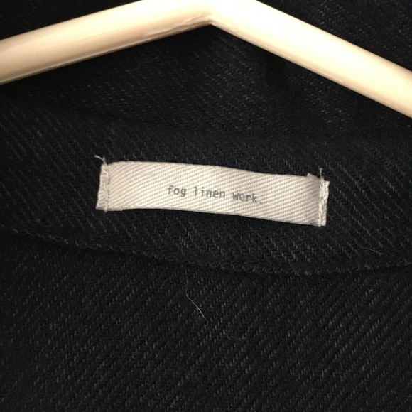 FOG LINEN WORK Japan Dark Blue Woven Linen + Wool Tie Front Coat S/M - Picture 6 of 8